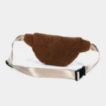 Sac Banane Bouclette Marron lanière beige arrière moumoute