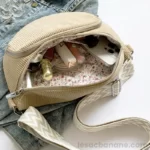 Sac Banane Bandouliere Velours beige grande capacité