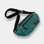 Sac Banane Homme Velours vert poche avant