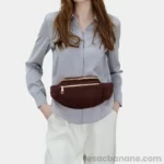 Sac Banane Velours Marron Grande à la taille