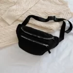 Sac Banane Velours Noir fermeture éclair