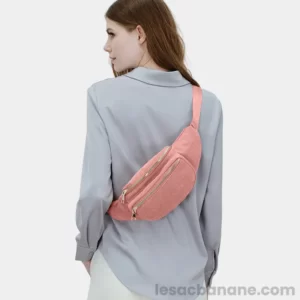 Sac Banane Velours côtelé Rose dans le dos