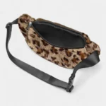 sac banane léopard fourrure grande poche ouverte