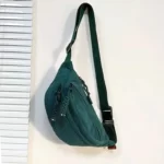 sac banane velours côtelé vert canard