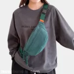 sac banane velours côtelé vert en bandoulière