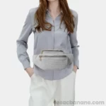 Sac Banane Velours Gris à la taille