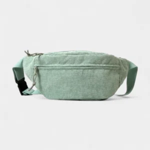 sac banane velours vert d'eau vue de face