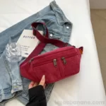 Sac Banane XXL Velours rouge poches