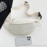 sac banane cuir velours blanc dimensions