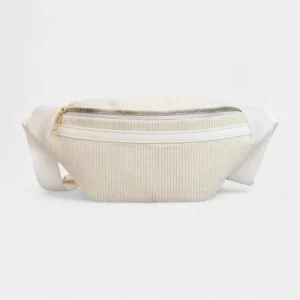sac banane femme velours côtelé blanc cassé beige