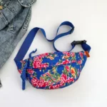 sac banane fleuri japonais bleu