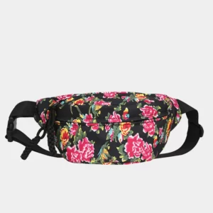 sac banane fleuri noir