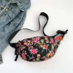 sac banane fleuri japonais noir