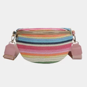 sac banane multicolore lanière rose