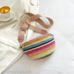 sac banane multicolore paille