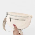 sac banane sangle interchangeable beige simili cuir grainé
