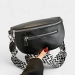 sac banane sangle interchangeable noir lanière motif géométrique