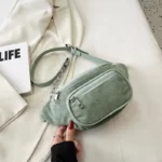 sac banane velours femme vert clair