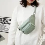 sac banane velours femme vert en bandoulière