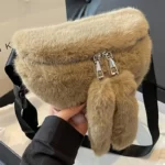 Sac Banane Fausse Fourrure Marron peluche douce