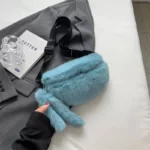 Sac Banane Fausse Fourrure Bleue peluche douce