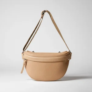 sac banane femme chic en cuir beige marron