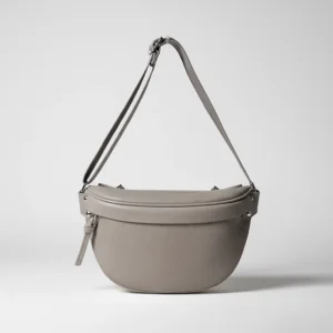 sac banane femme chic en cuir gris chaud taupe