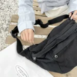 Grand Sac Banane Noir Canva Toile de Coton