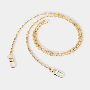 Bandoulière Chaine Dorée Sac avec maillons ovales aplatis et mousquetons pivotants en métal brillant