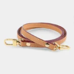 Bandoulière Cuir Fine camel avec tranches contrastées et mousquetons en métal doré