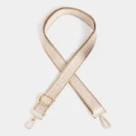 Bandoulière Sac Banane Motifs Grecs en nylon tissé jacquard avec un liseré et des mousquetons dorés.