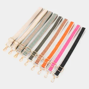 Bandoulière Sac Banane Motifs Grecs en nylon jacquard avec un liseré beige et mousquetons dorés.