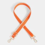 Bandoulière Sac Banane Motifs Grecs en nylon orange avec motif labyrinthe et liseré beige.