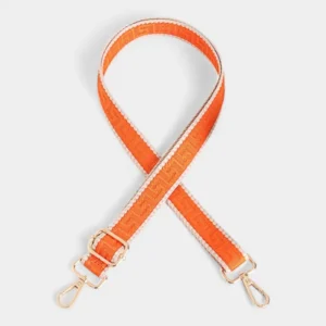 Bandoulière Sac Banane Motifs Grecs en nylon orange avec motif labyrinthe et liseré beige.