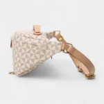 Sac Banane Femme Chic Motif Damier en beige avec motifs géométriques et lanières en cuir donnant un aspect élégant