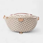 Sac Banane Femme Chic Motif Damier de couleur beige en matière textile avec motif géométrique et lanière ajustable