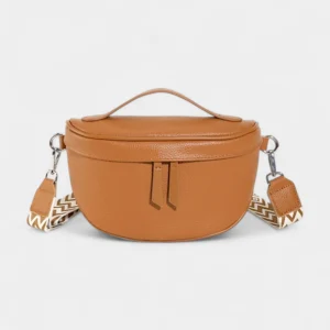 Sac Banane Femme Cuir Chic Bandoulière en cuir marron avec lanière interchangeable et poignée