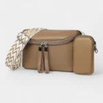 Sac Banane Femme Cuir Chic Rectangulaire marron avec bandoulière géométrique Sac Banane Femme Cuir Chic Rectangulaire marron avec bandoulière géométrique et pochette latérale