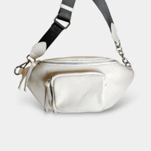 Sac Banane Femme Cuir Rock Chic blanc style perfecto