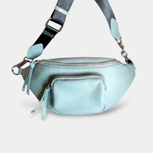 Sac Banane Femme Cuir Rock Chic bleu ciel style perfecto