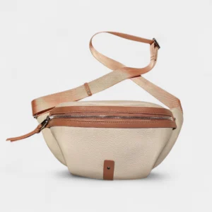 Sac Banane Femme Cuir Vintage Chic de couleur beige et marron