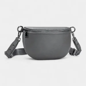 Sac Banane Femme Moderne Cuir grainé gris