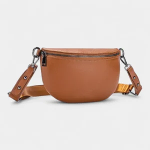 Sac Banane Femme Moderne Cuir grainé marron orange