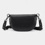 Sac Banane Femme Moderne Cuir noir avec lanière réglable et détails Sac Banane Femme Moderne Cuir noir vue arrière avec lanière réglable et détails de sangle