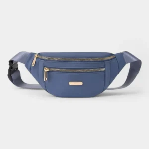 Sac Banane Femme Sport Chic bleu avec deux poches zippées et une sangle ajustable