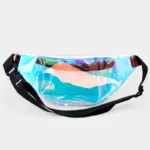 Sac Banane Transparent Holographique en PVC avec reflets colorés et lanière noire arrière