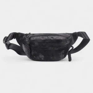 Sac Banane Velours Lisse noir avec texture lisse et sangle ajustable présenté de face