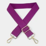 Bandoulière Simple Toile Unie Réglable violette mousquetons métal doré boucle réglable Bandoulière Simple Toile Unie Réglable violette avec mousquetons pivotants en métal doré brillant, boucle réglable visible