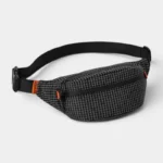 Sac Banane Technique Nylon Ripstop Imperméable Sac banane nylon quadrillé noir et blanc, présenté de face sur fond neutre avec une sangle réglable noire