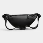 Sac Banane Homme Cuir Grainé Demi-Lune Sac banane en cuir grainé noir, vue arrière avec sangle réglable à boucle plastique